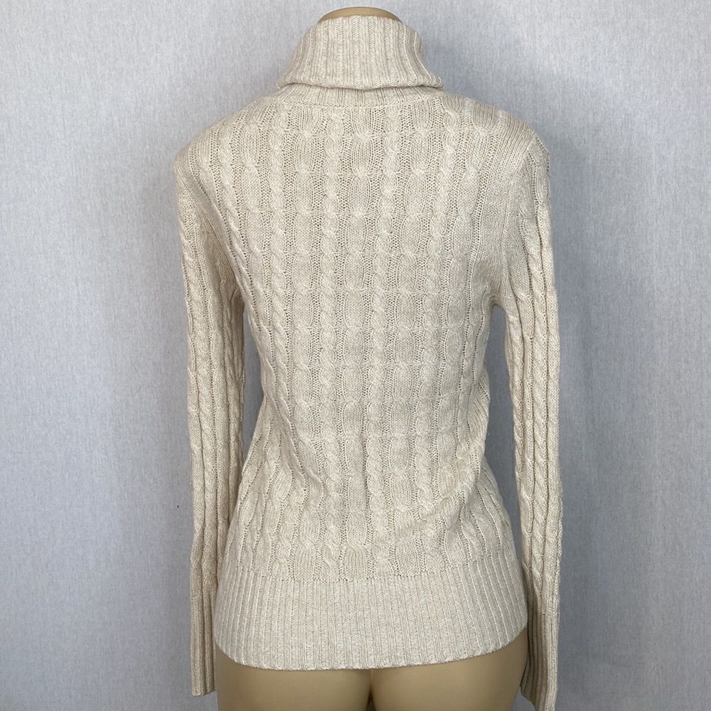 New York and Company NY&C Turtleneck sweater. Size Small. Beige, Metallic Thread - Picture 3 of 7